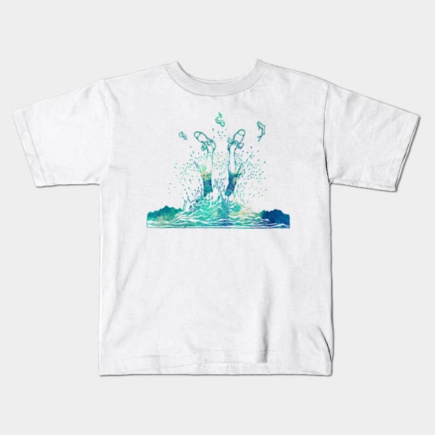 Head In Water In Water Kids T-Shirt by SaintReclusia